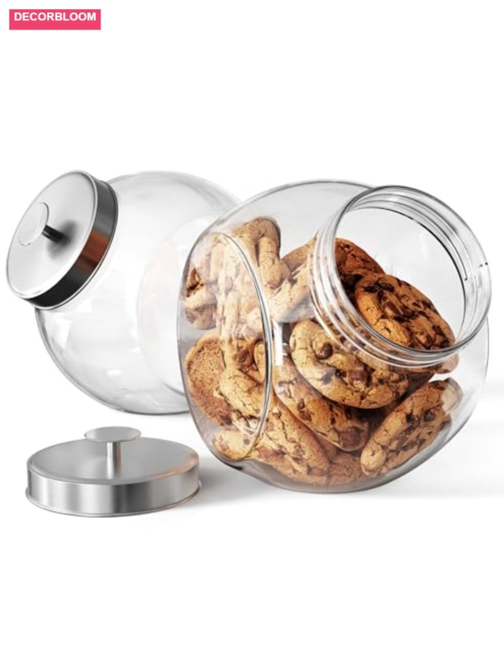 Glass Cookie Jar Set of 2 with Metal Airtight Lids 74 oz Food Storage Canisters